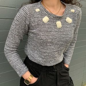 Black and white shirt with decorative stones
